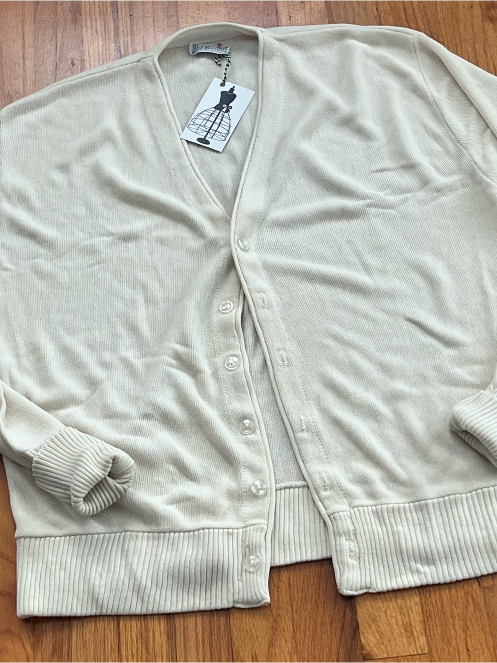 Vintage Cream Men's Button-Front Cardigan Sweater